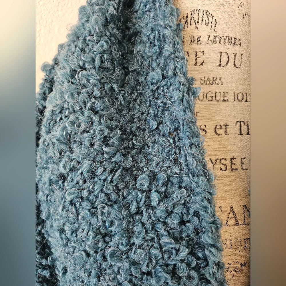Made in Italy Teal Boucle Infinity Scarf | Chunky Knit Wool Blend Snood
